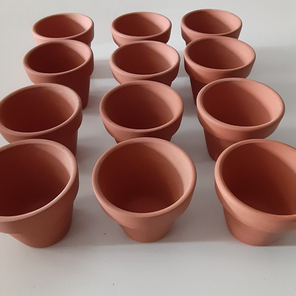 Clay mini flower/ herb pots - indoor/ outdoor - set of 12